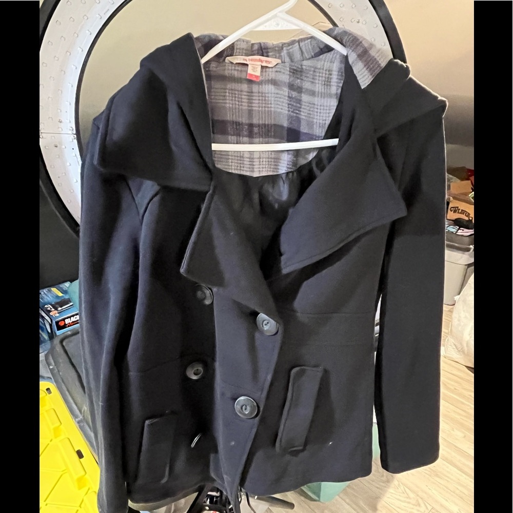 No boundaries womens Jacket Size Medium navy and plaid